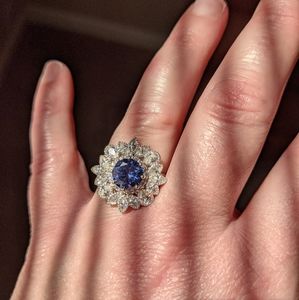 Faux emerald and cz ring with sterling silver